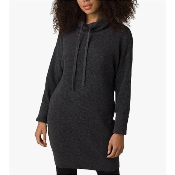 Prana Milani Merino Wool Blend Cowl Neck Sweater Dress S Grey - Picture 1 of 8